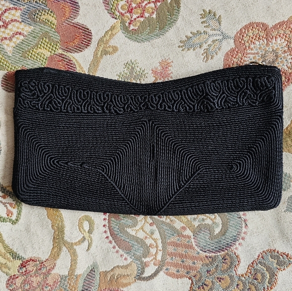 1940's Corde Clutch With Lucite Zipper Pull. Vintage Clutch. - Picture 4 of 8